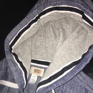 Men’s Navy Hooded Short Sleeve ButtonUp ByRoute66